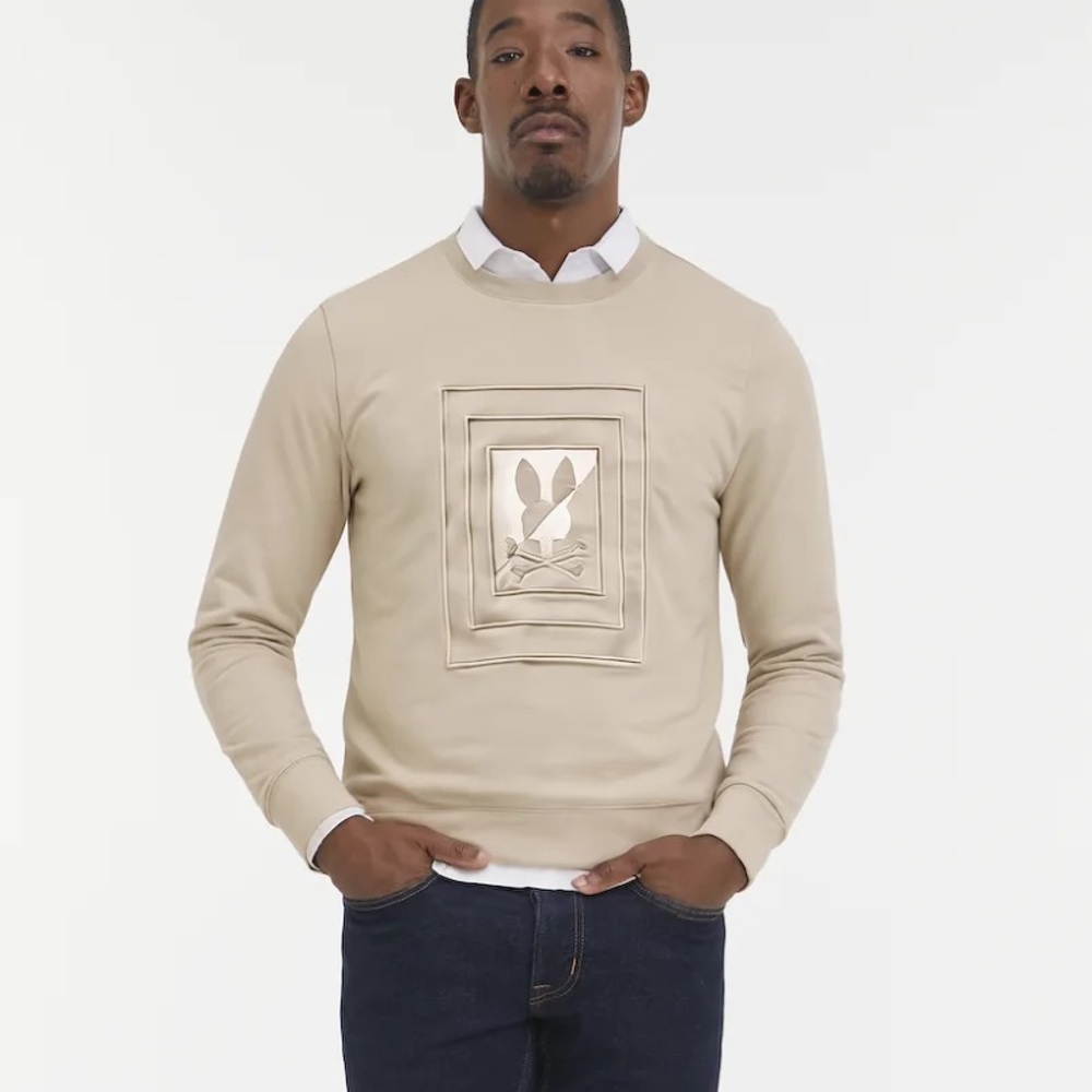 Psycho Bunny Oak City Crew Neck Sweatshirt in Stone